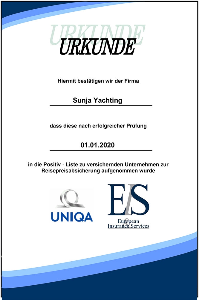 Uniqa Reisepreisabsicherung Sunja Yachting