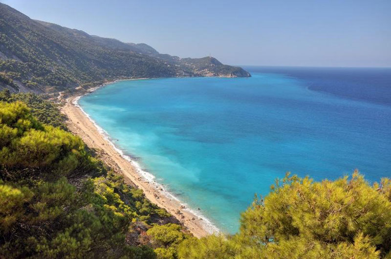 Pefkoulia langer Sandstrand auf der Insel lefkas